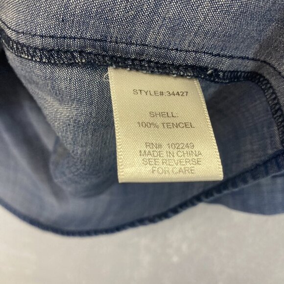 Skies Are Blue Chambray Roll Cuff Shirt Womens Medium M Lightweight Tencel Top - Picture 9 of 12